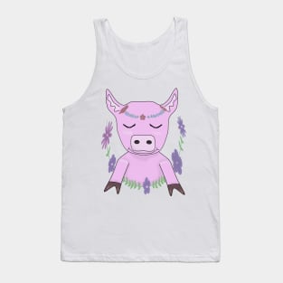 Cute pig with flowers Tank Top